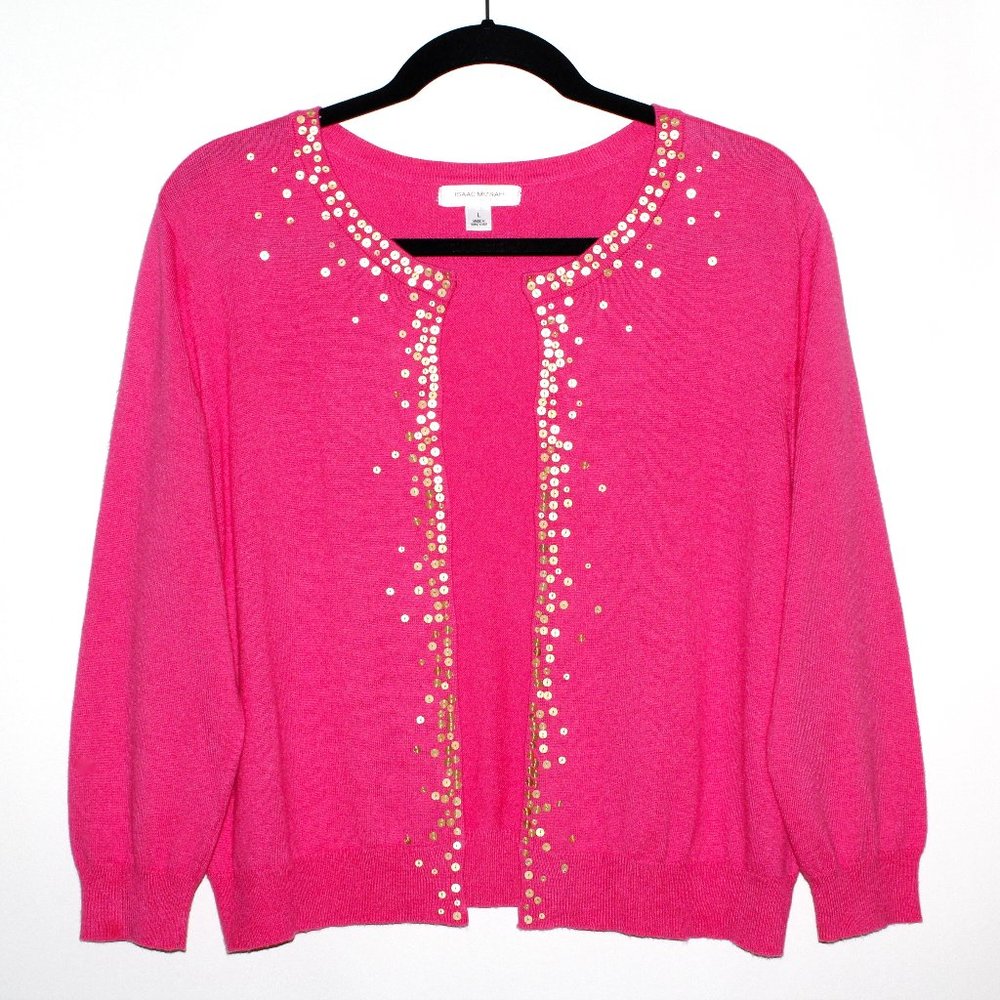 Vintage Y2K Isaac Mizrahi for Target Hot Pink Sequin Cardigan